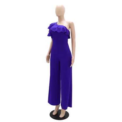 Ruffle One Shoulder Jumpsuit
