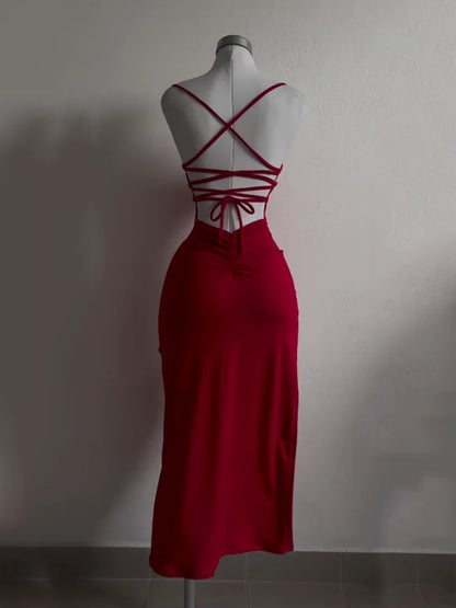 Summer Spice Halter Strap Bag Hip Dress