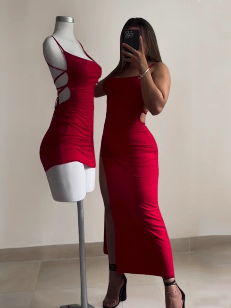 Summer Spice Halter Strap Bag Hip Dress