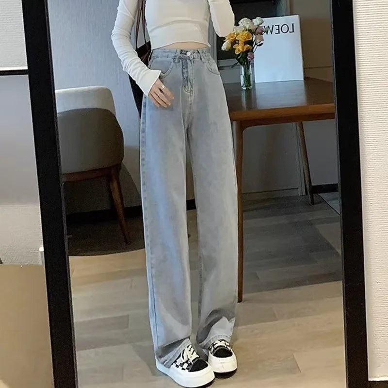 High-Waisted Slim Wide-Leg Jeans for Women