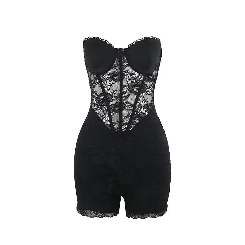 White Lace Ruffle Summer Romper