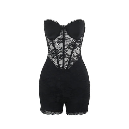 White Lace Ruffle Summer Romper