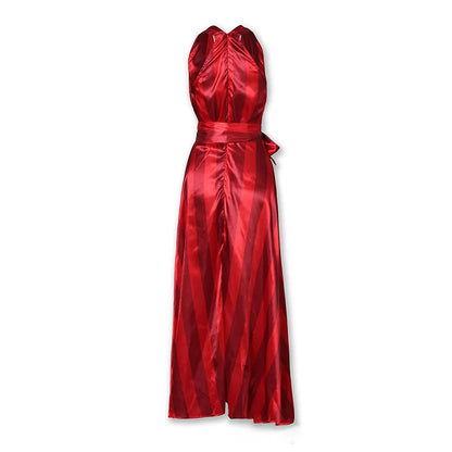 Red Women's Deep V Sleeveless Evening Dress