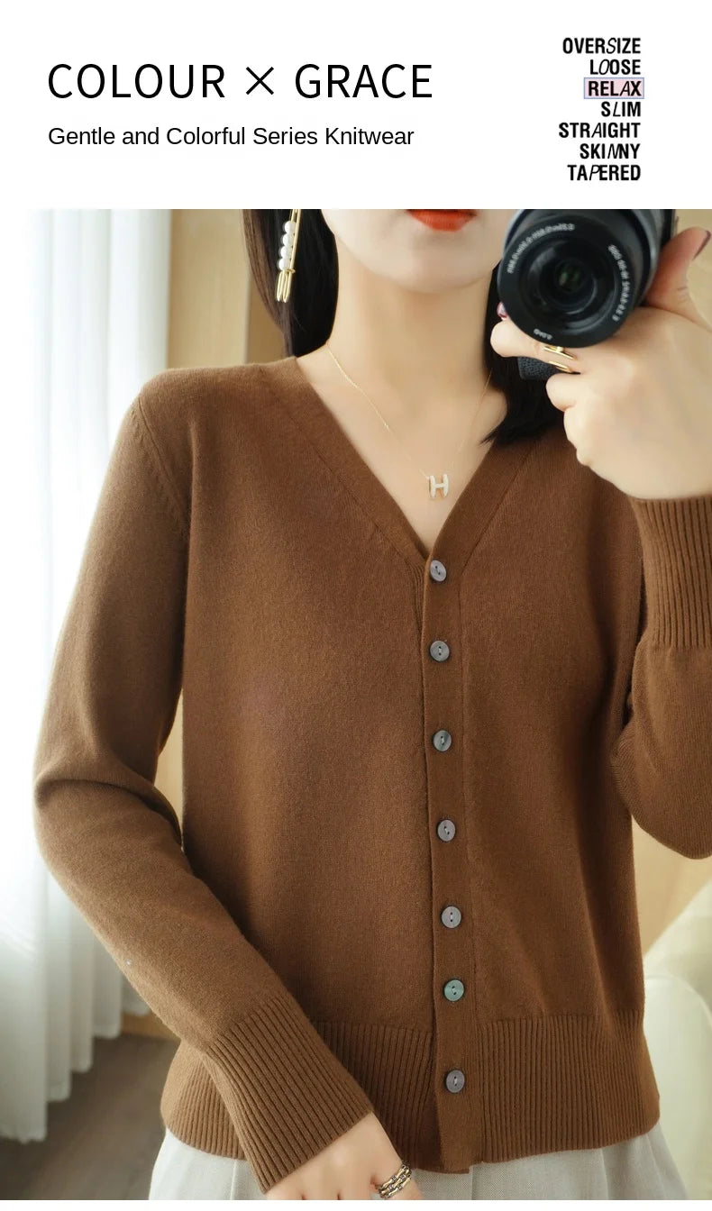 Cashmere V-Neck Knit Cardigan