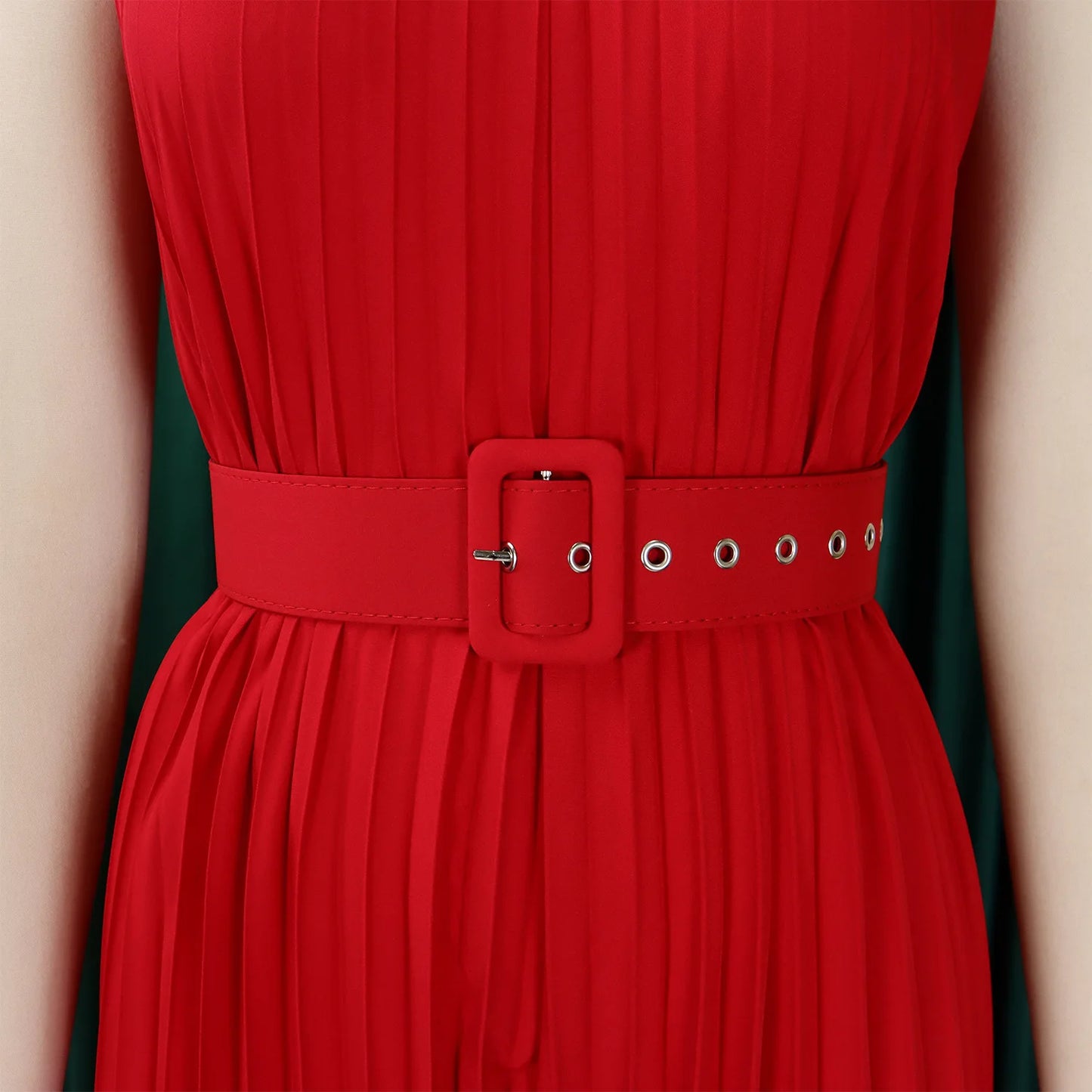 Halter Neck Pleated Wide Leg Jumpsuit