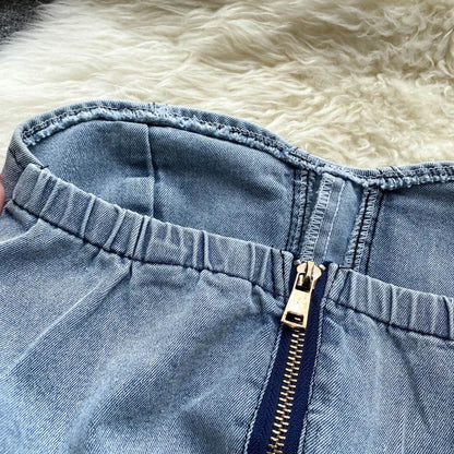 Backless Sleeveless Denim Jumpsuit