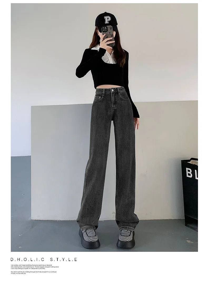 High-Waisted Slim Wide-Leg Jeans for Women