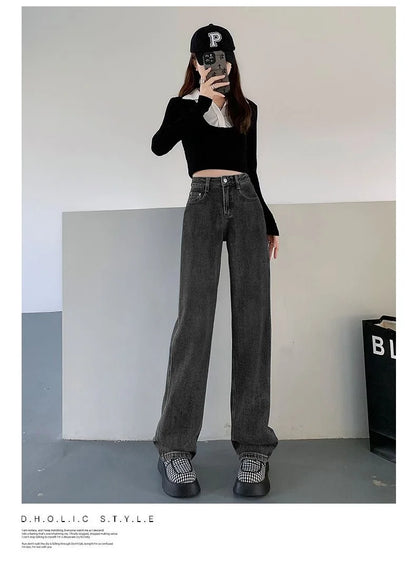 High-Waisted Slim Wide-Leg Jeans for Women