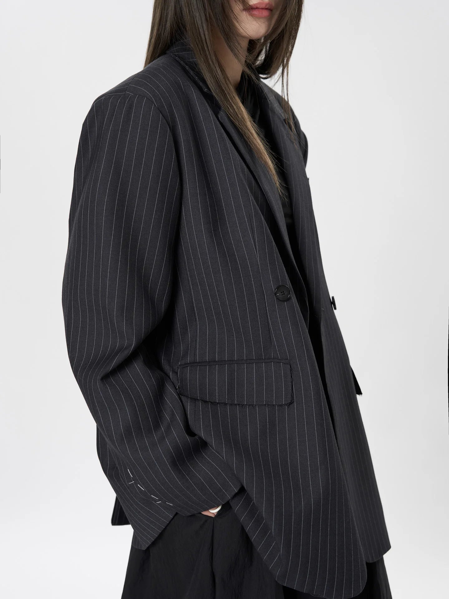 asual Striped Double-Breasted Blazer