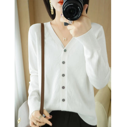 Cashmere V-Neck Knit Cardigan