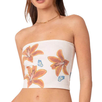 Y2K Aesthetic Floral Bow Top