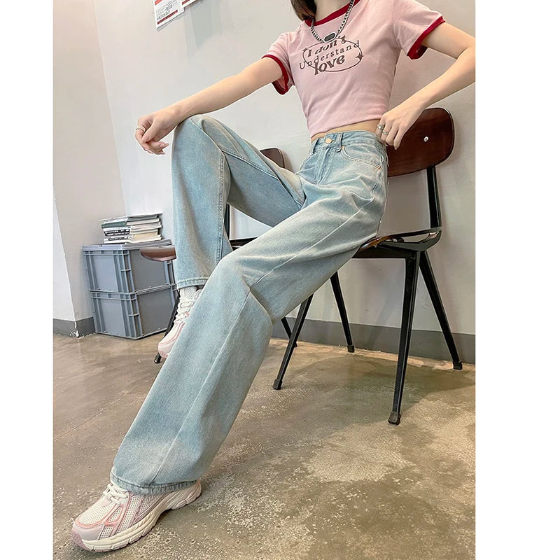 High-Waisted Slimming Straight-Leg Jeans