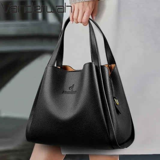Genuine Leather Top-Handle Handbag