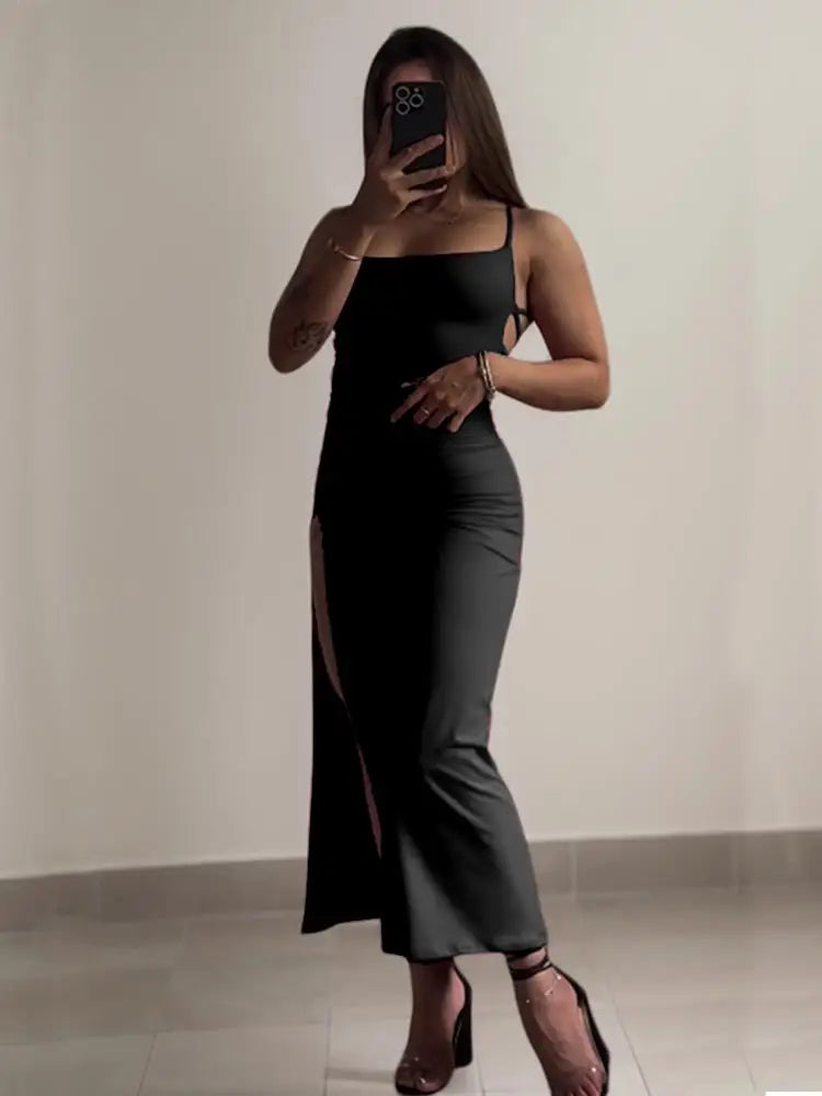 Summer Spice Halter Strap Bag Hip Dress