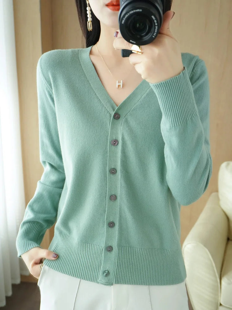 Cashmere V-Neck Knit Cardigan