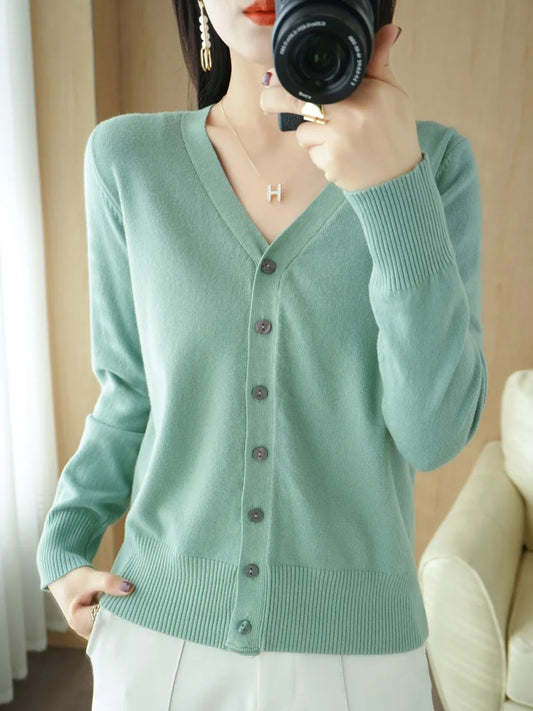 Cashmere V-Neck Knit Cardigan
