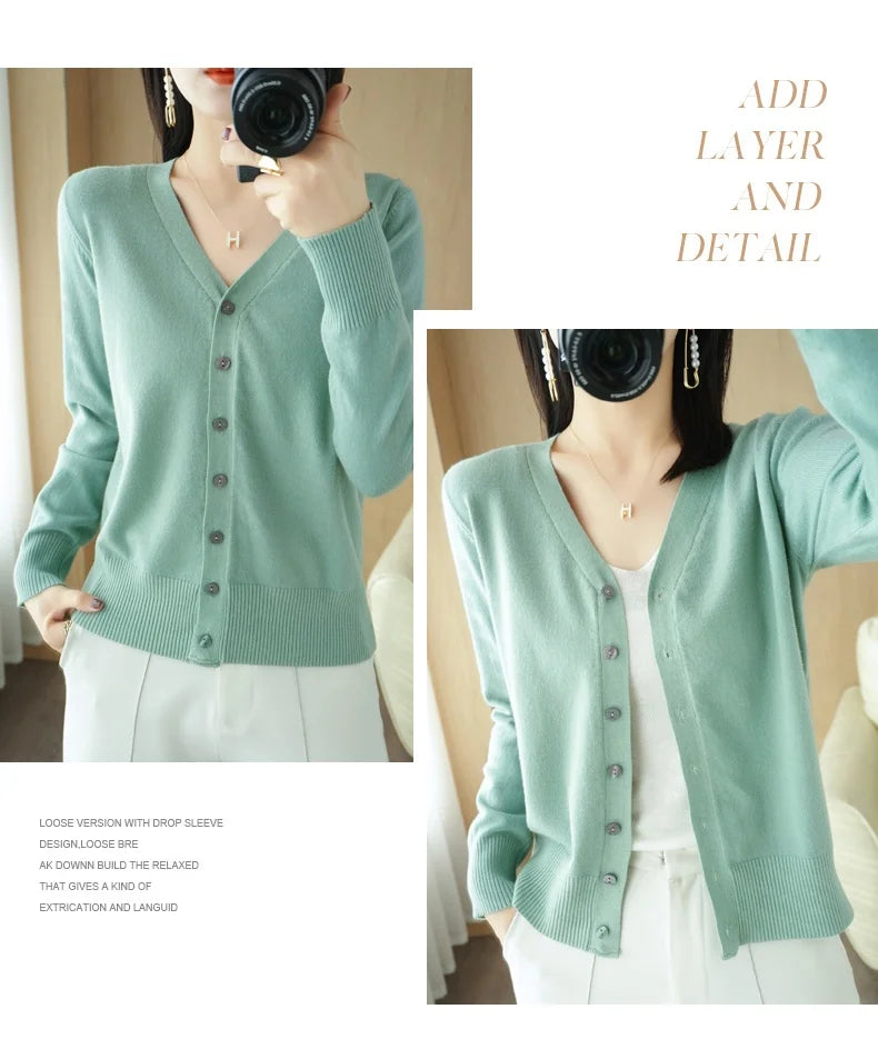 Cashmere V-Neck Knit Cardigan