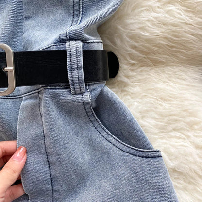 Backless Sleeveless Denim Jumpsuit