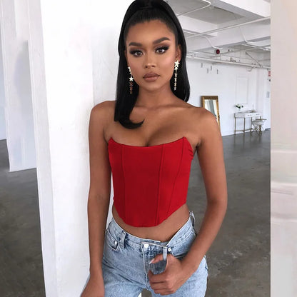 Sexy Off-Shoulder Corset Crop Top