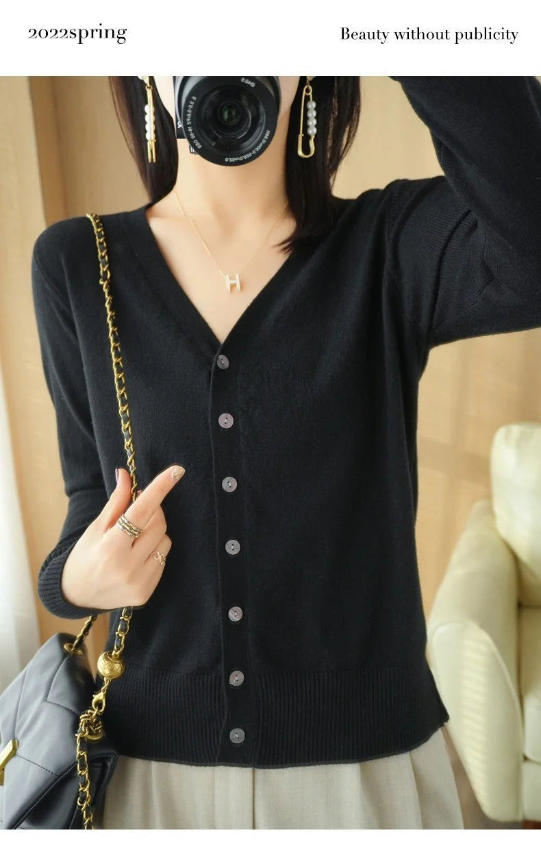 Cashmere V-Neck Knit Cardigan