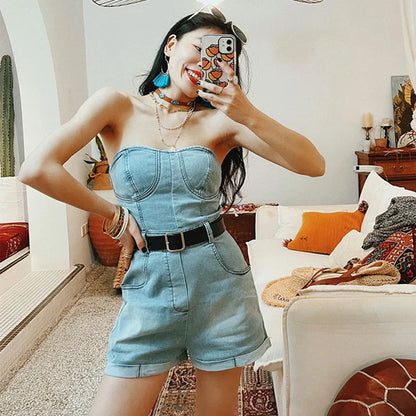 Backless Sleeveless Denim Jumpsuit