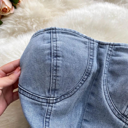 Backless Sleeveless Denim Jumpsuit