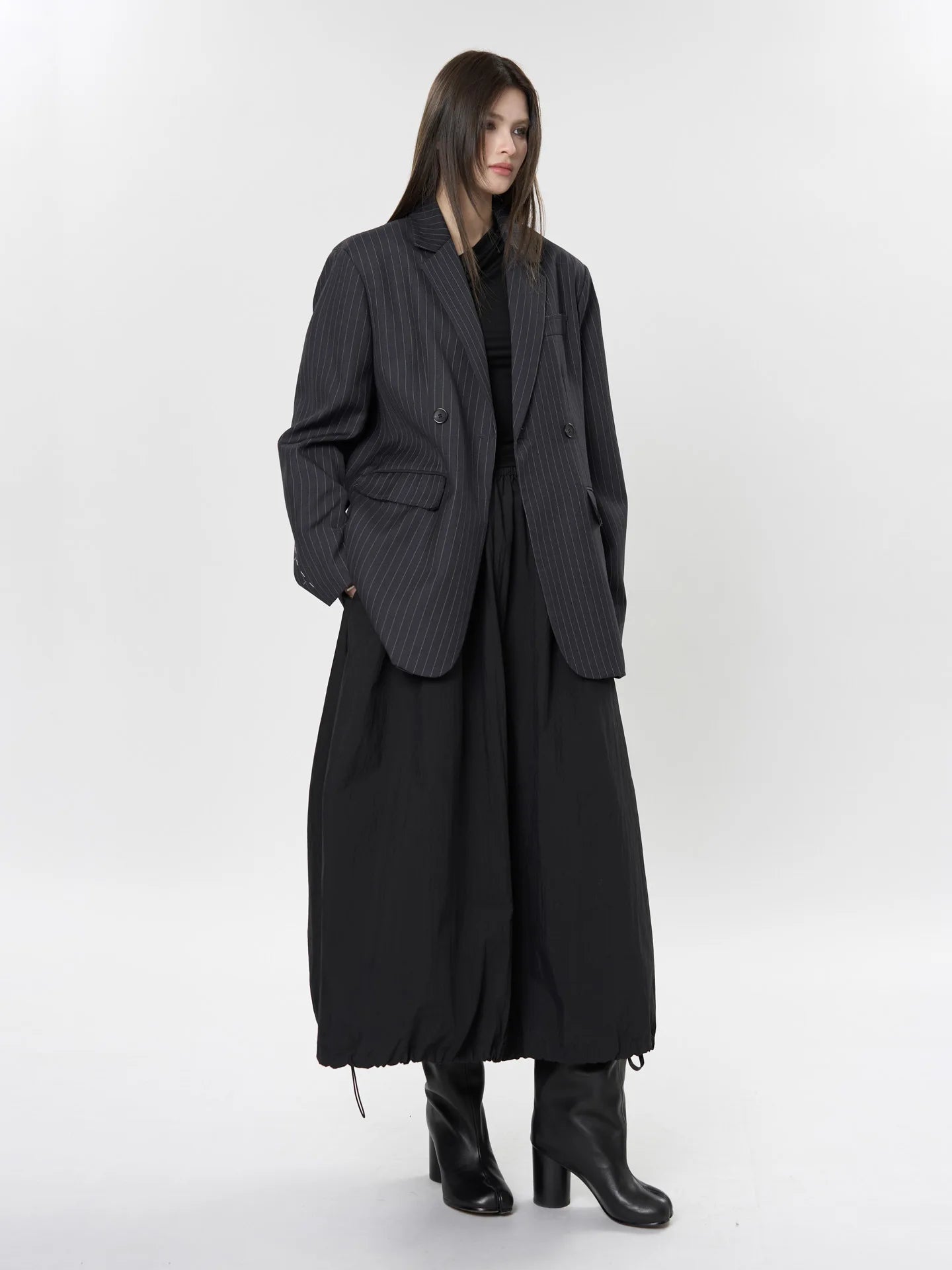 asual Striped Double-Breasted Blazer