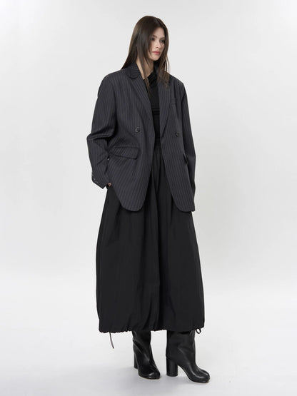 asual Striped Double-Breasted Blazer