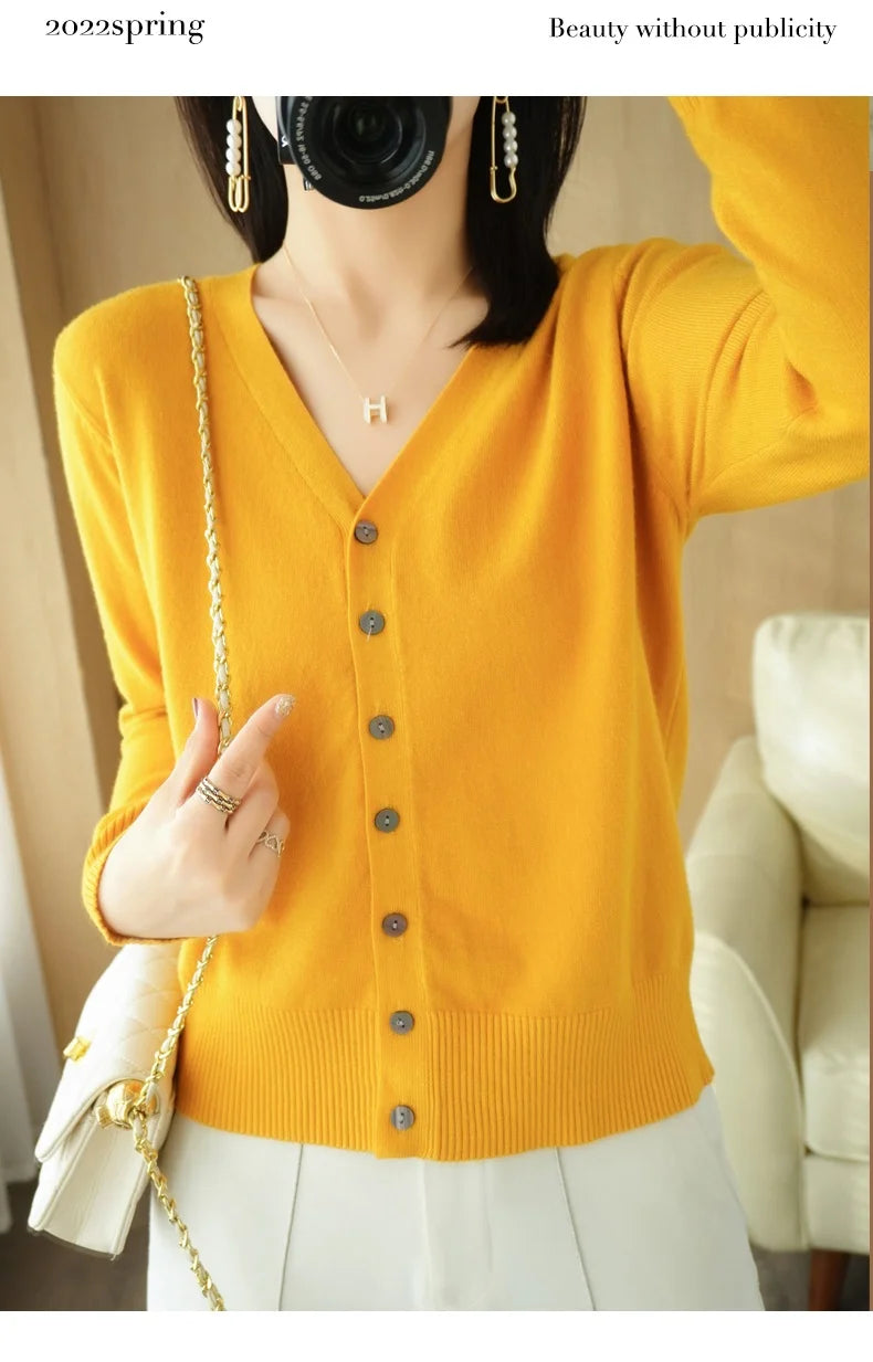 Cashmere V-Neck Knit Cardigan