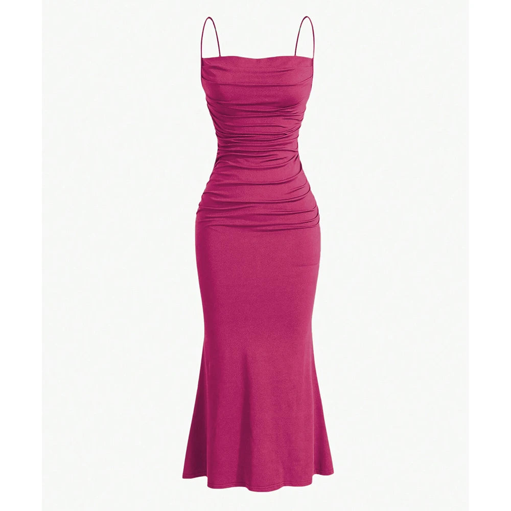 Mia Muse Elegant Spaghetti Strap Mermaid Maxi Dress