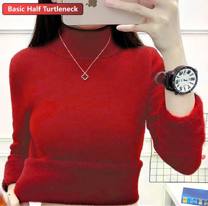 Elegant Velvet Lined Turtleneck Sweater