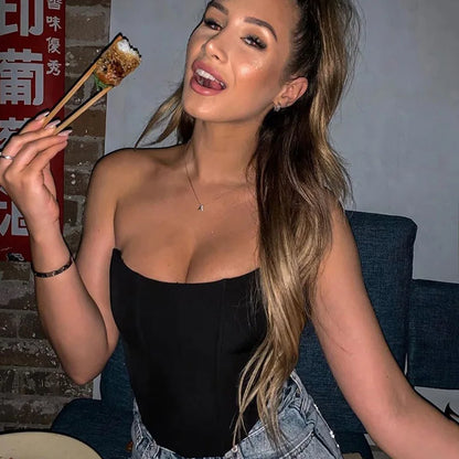 Sexy Off-Shoulder Corset Crop Top
