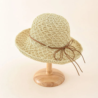 Ponytail Straw Sun Visor Hat