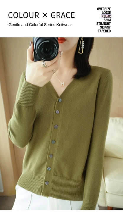 Cashmere V-Neck Knit Cardigan