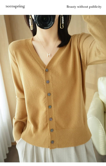 Cashmere V-Neck Knit Cardigan
