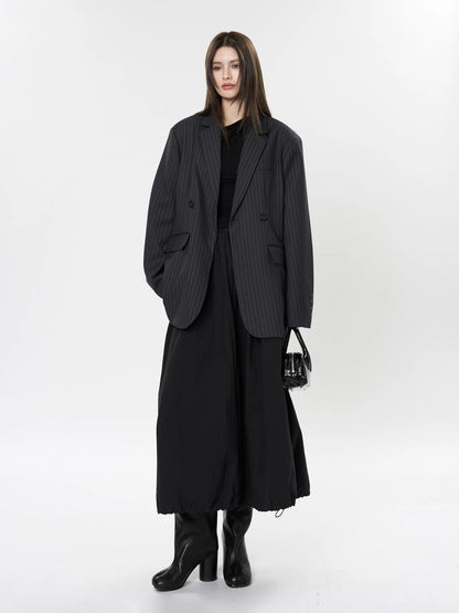 asual Striped Double-Breasted Blazer