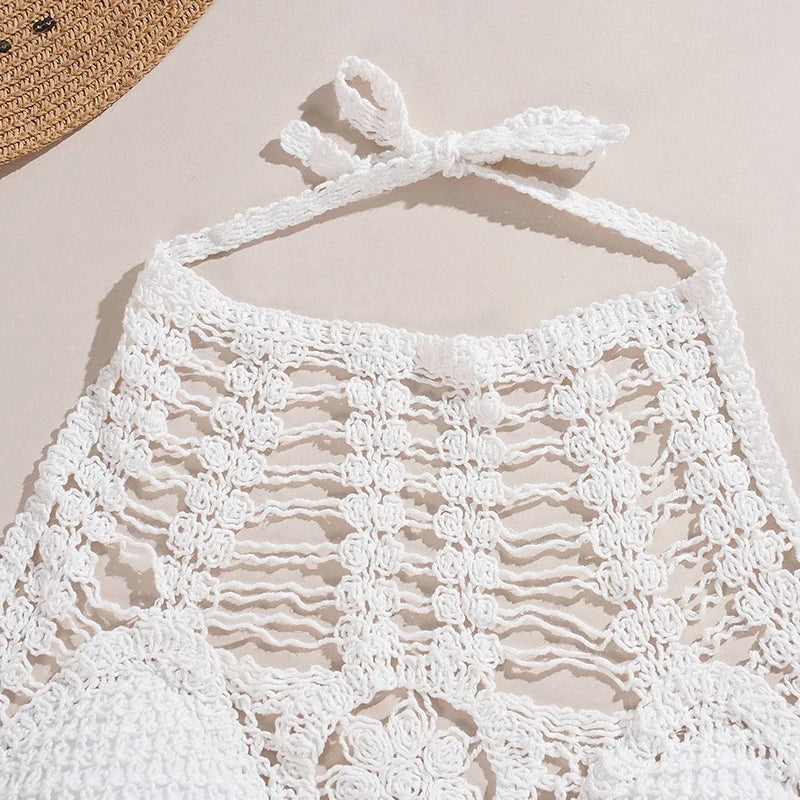 Bohemian Knit Backless Tassel Crop Top
