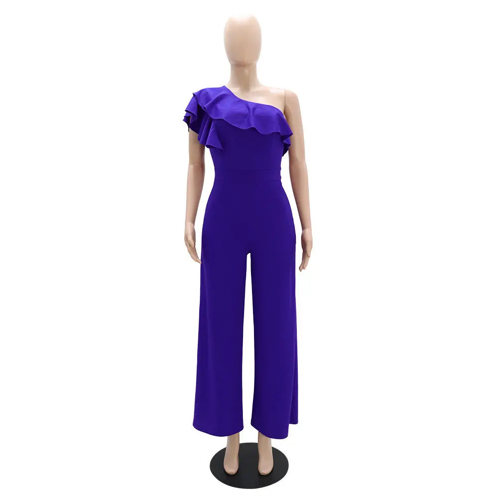 Ruffle One Shoulder Jumpsuit