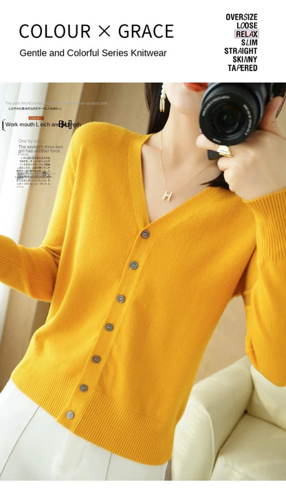 Cashmere V-Neck Knit Cardigan