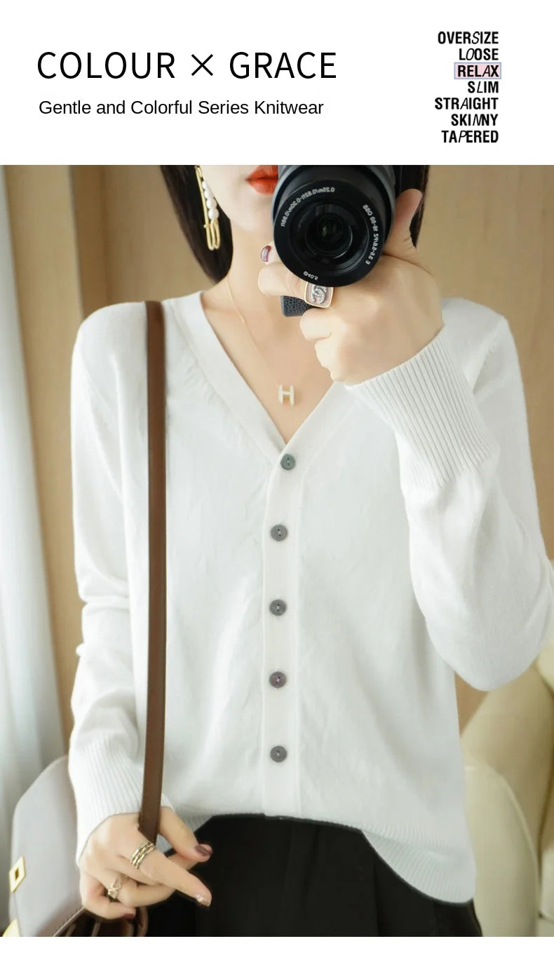 Cashmere V-Neck Knit Cardigan