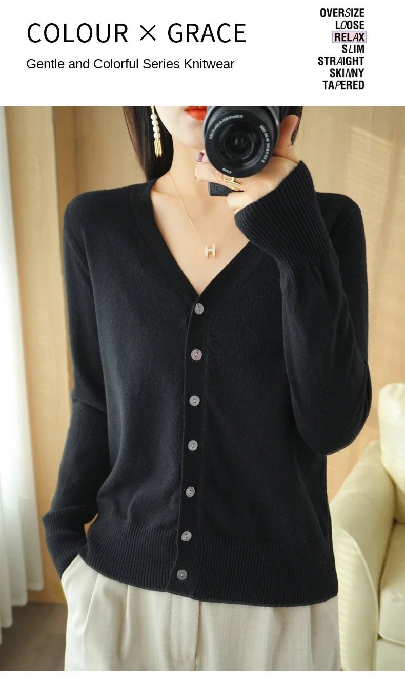 Cashmere V-Neck Knit Cardigan