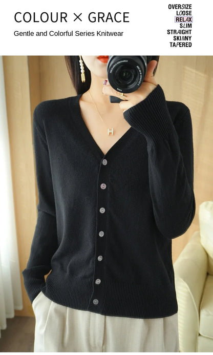Cashmere V-Neck Knit Cardigan