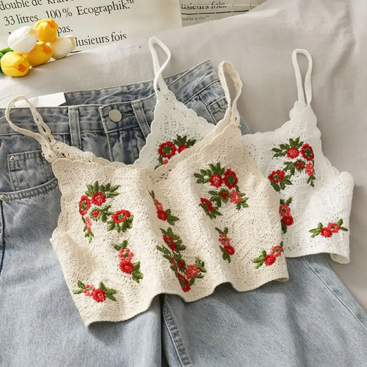 Bohemian Floral Crochet Sleeveless Top
