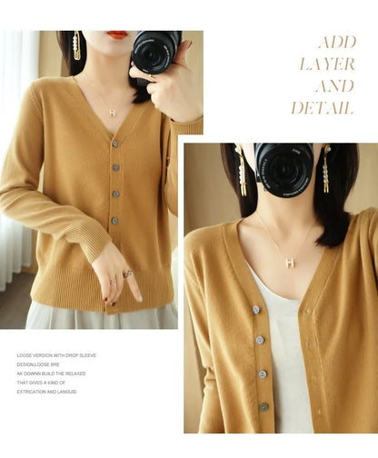 Cashmere V-Neck Knit Cardigan