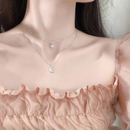 Double Layer Star Moon Necklace