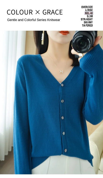 Cashmere V-Neck Knit Cardigan