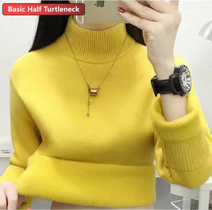 Elegant Velvet Lined Turtleneck Sweater