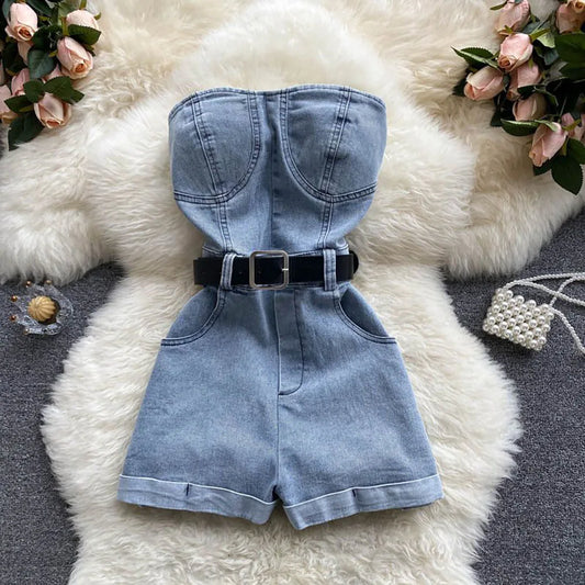 Backless Sleeveless Denim Jumpsuit