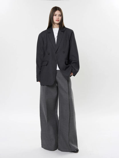 asual Striped Double-Breasted Blazer