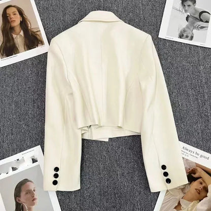 Black Cropped Notched Collar Blazer
